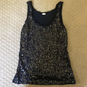 Navy sequin J Crew top